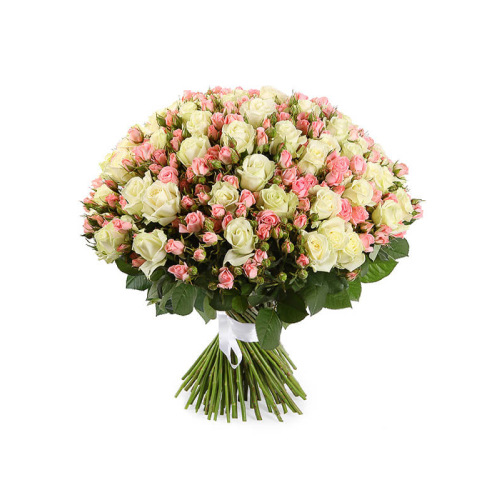 Купить на заказ Букет из 101 белой розы (микс) с доставкой в Шаре
