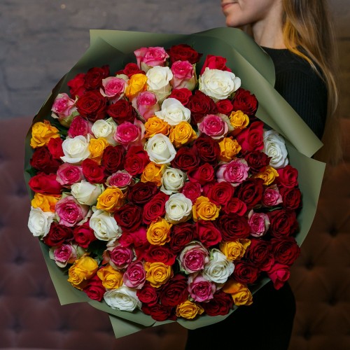 Купить на заказ Букет из 101 розы (микс) с доставкой в Шаре